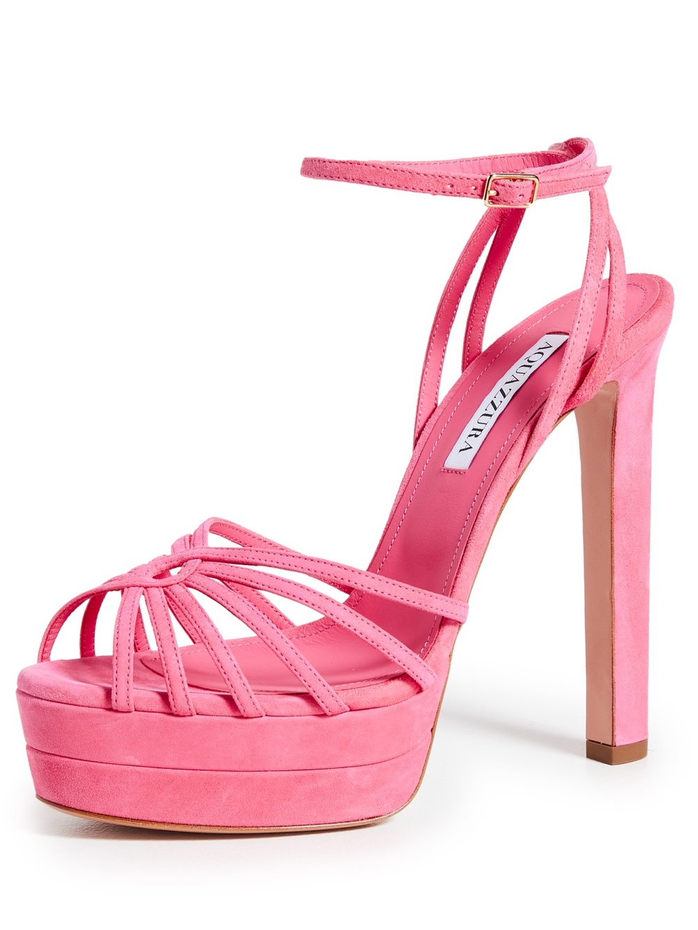 Aquazzura Flow 130 Plateau Sandal In Watermelon 38.5 $995